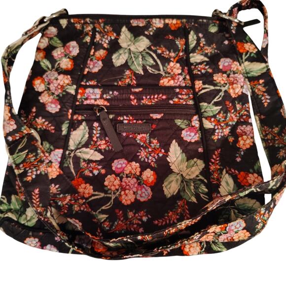 Vera Bradley Crossbody – Black with Pink Floral Cluster – Very Good Condition - Picture 1 of 8